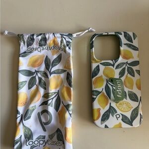 Loopy Case Lemon Print Phone Case with Green Loopy Grip